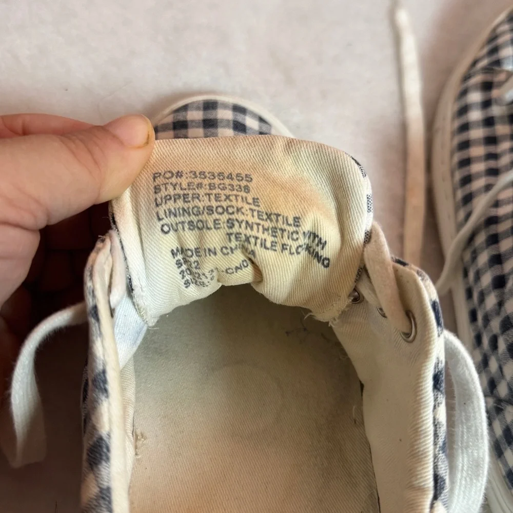 J. Crew Blue‎ and White Gingham Plaid Sneakers Womens Size 8, Preloved